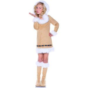 Underwraps Eskimo Kisses Fur Trimmed Mini Dress Youth Child Girl's Large 10-12